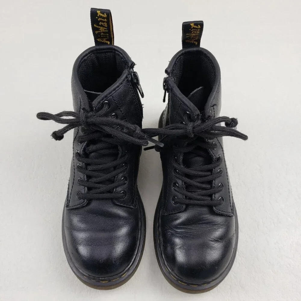 Dr Martens 1460 Softy T Boot Kids 12 Black Leather Side Zip Combat Grunge Junior